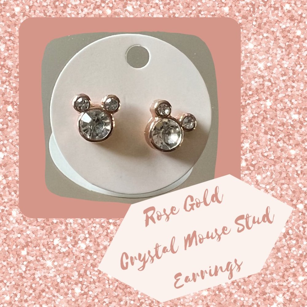 4/$20 Fun Rose Gold Faux Diamond Stud Earrings  ~ NEW